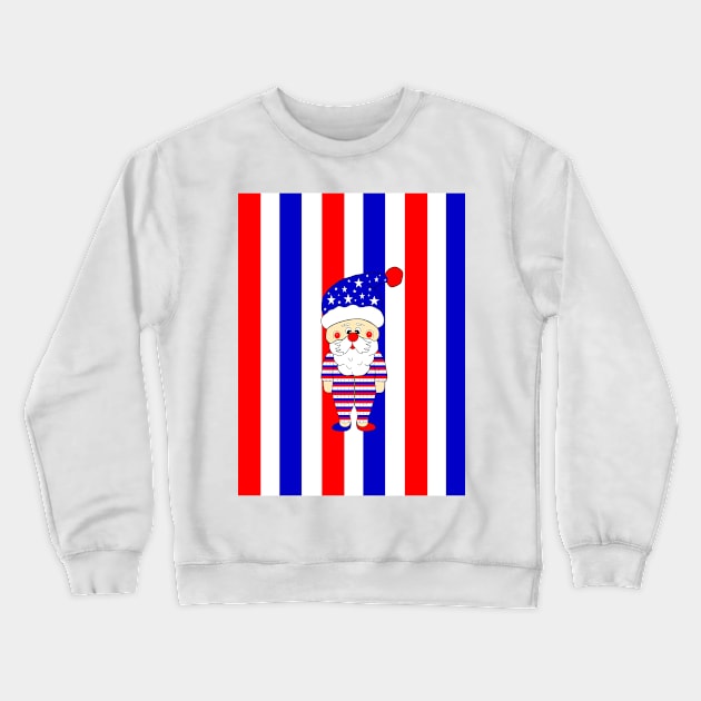 PATRIOTIC  Santa For The Fourth Of July Crewneck Sweatshirt by SartorisArt1